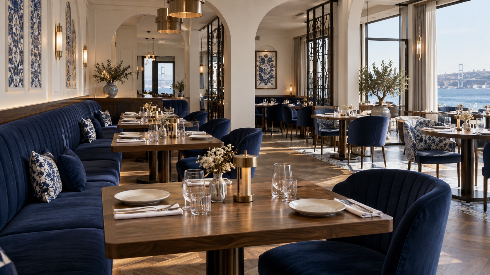 Servise hazır restoran masaları
